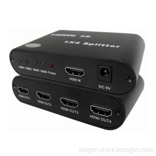 4-way HDMI splitter, 1,080p resolution, supports 3D, 4Kx2K